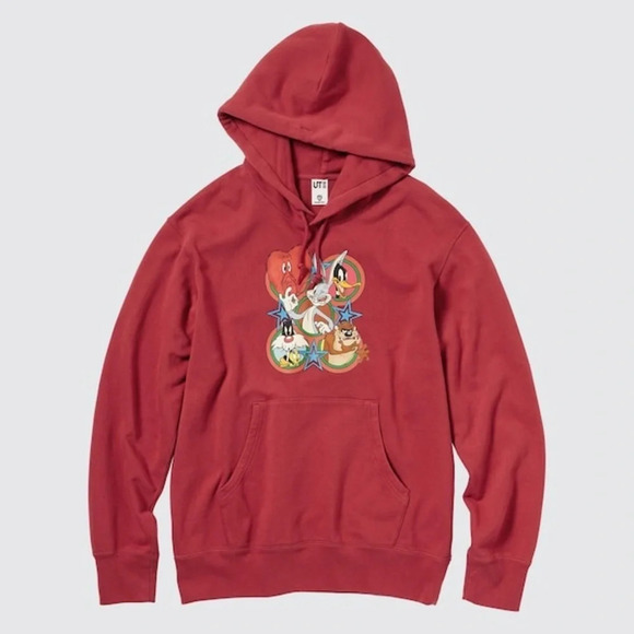 UNIQLO x LOONEY TUNES WB Long Sleeve Sweat Pullover Hoodie in Red‎ - Picture 4 of 9